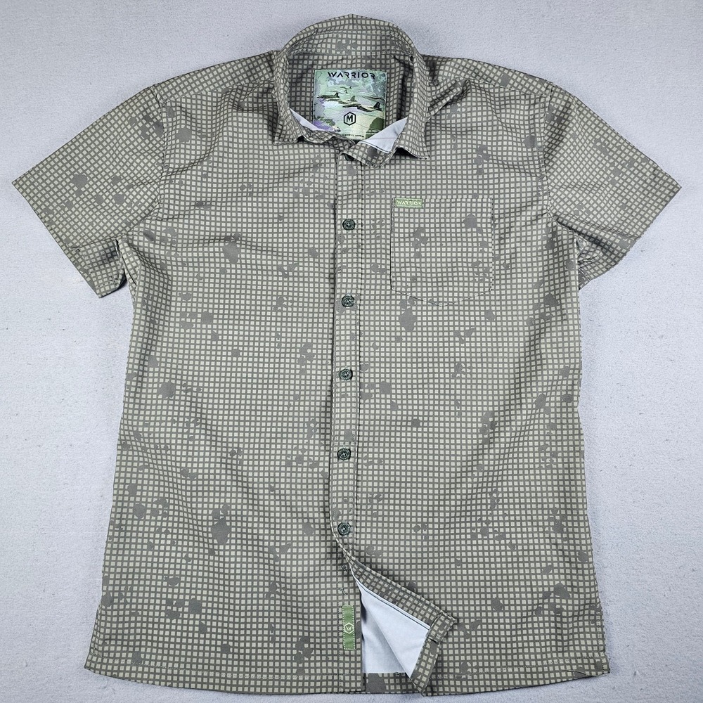 Warrior Company DNC Button Down Shirt Mens Medium Green Short Sleeve Boyz Club